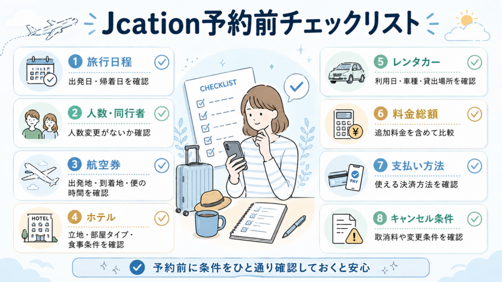 Jcation予約前チェックリスト