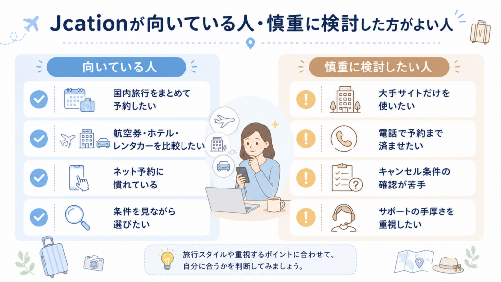 Jcationが向いている人・慎重に検討した方がよい人