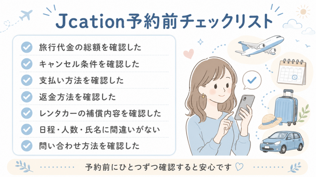Jcation予約前チェックリスト