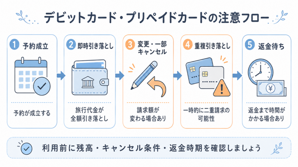 デビットカード・プリペイドカード利用時の注意点