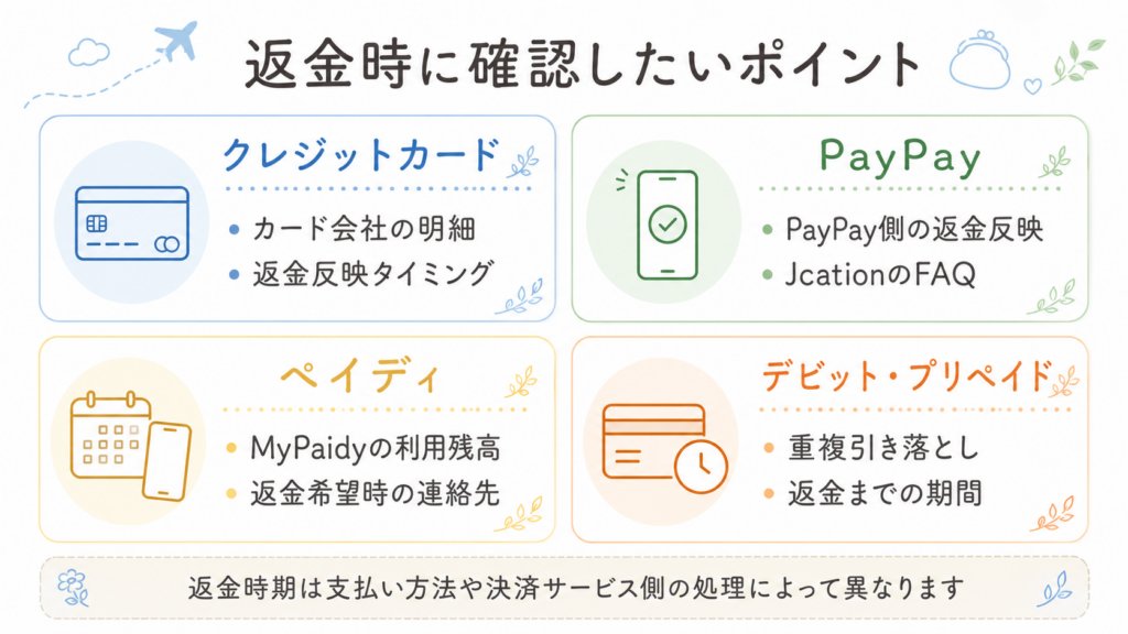 支払い方法別・返金時に確認したいポイント