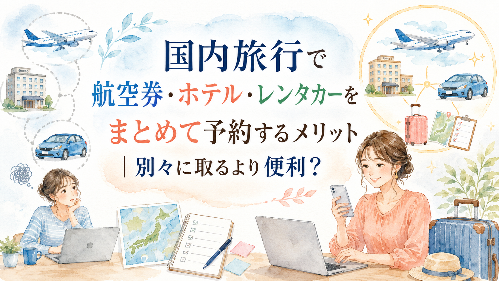 国内旅行で航空券・ホテル・レンタカーをまとめて予約するメリット｜別々に取るより便利？