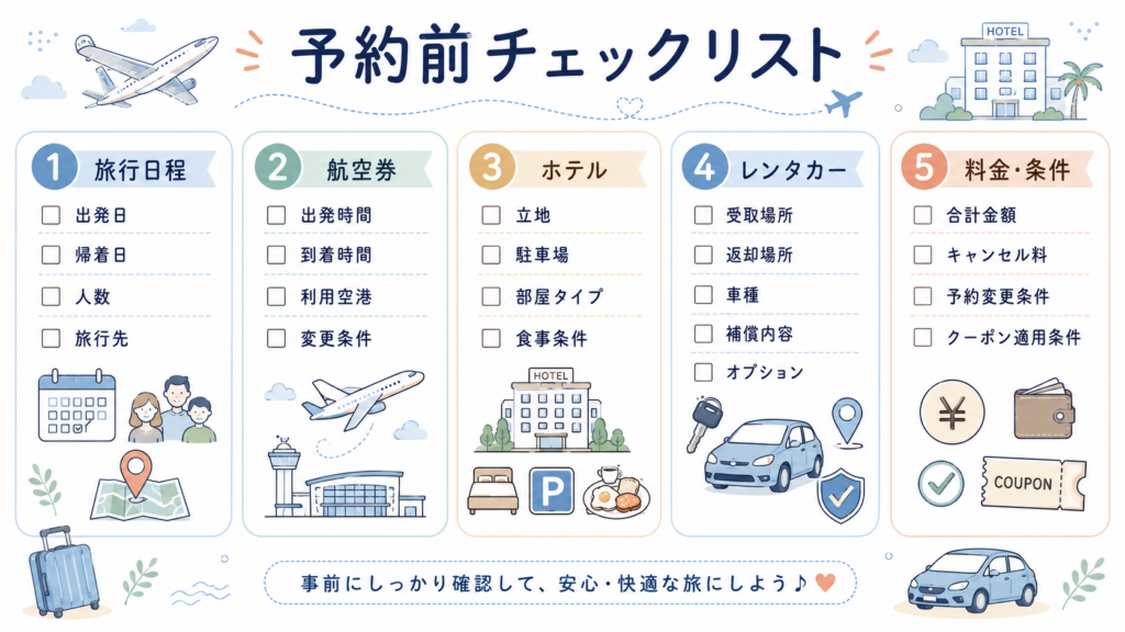予約前の旅行チェックリスト