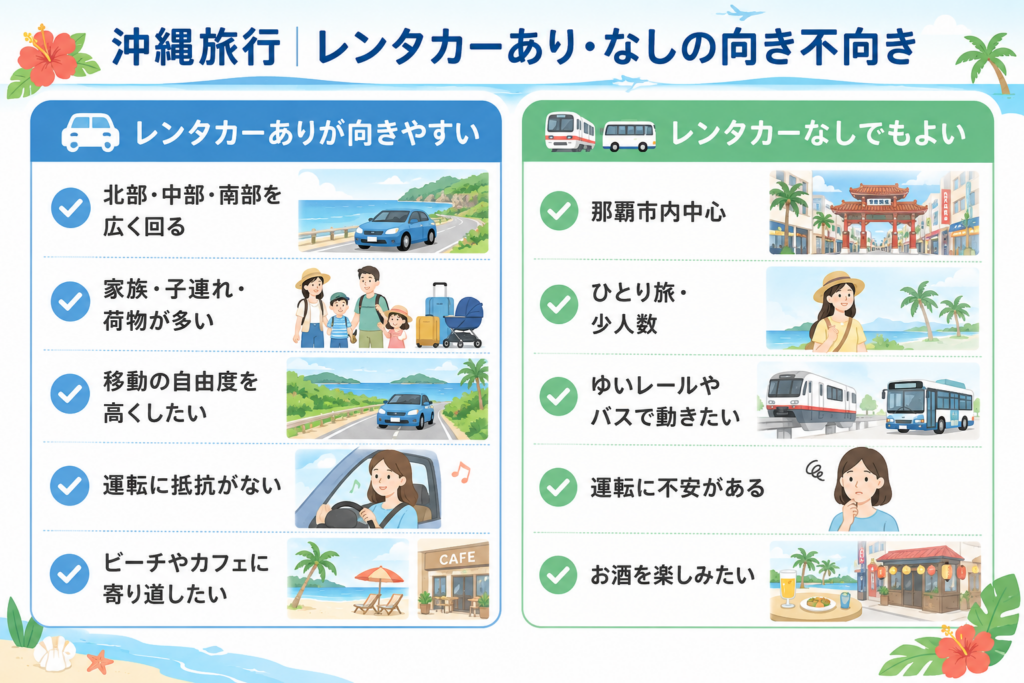 沖縄旅行｜レンタカーあり・なしの向き不向き
