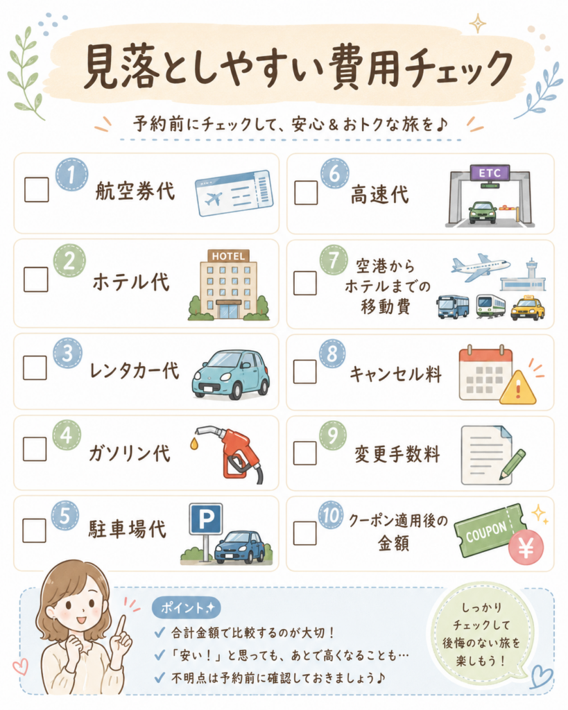 国内旅行で見落としやすい費用チェックリスト