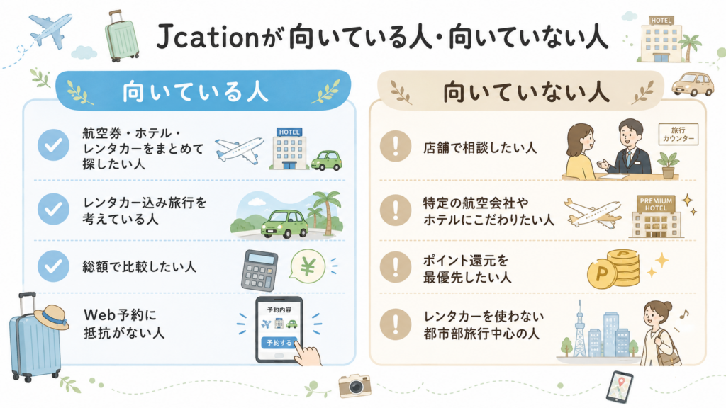 Jcationが向いている人・向いていない人の比較図