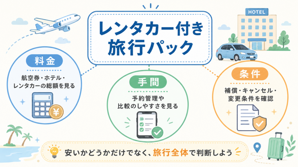レンタカー付き旅行パックで確認したい3要素「料金・手間・条件」を整理する