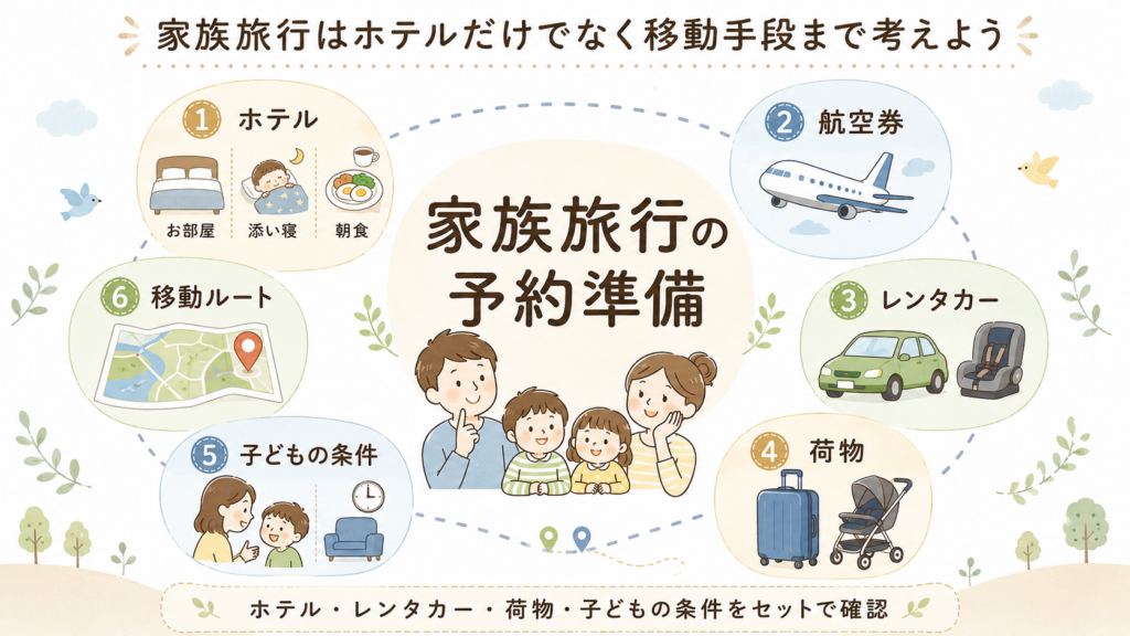 家族旅行で考えるべき予約項目の全体像