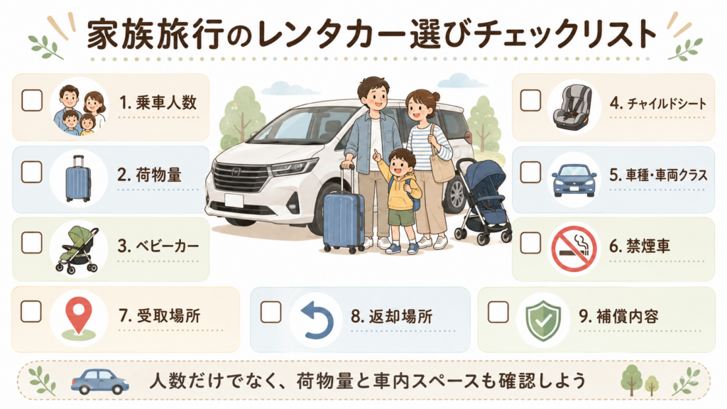 家族旅行のレンタカーチェックリスト
