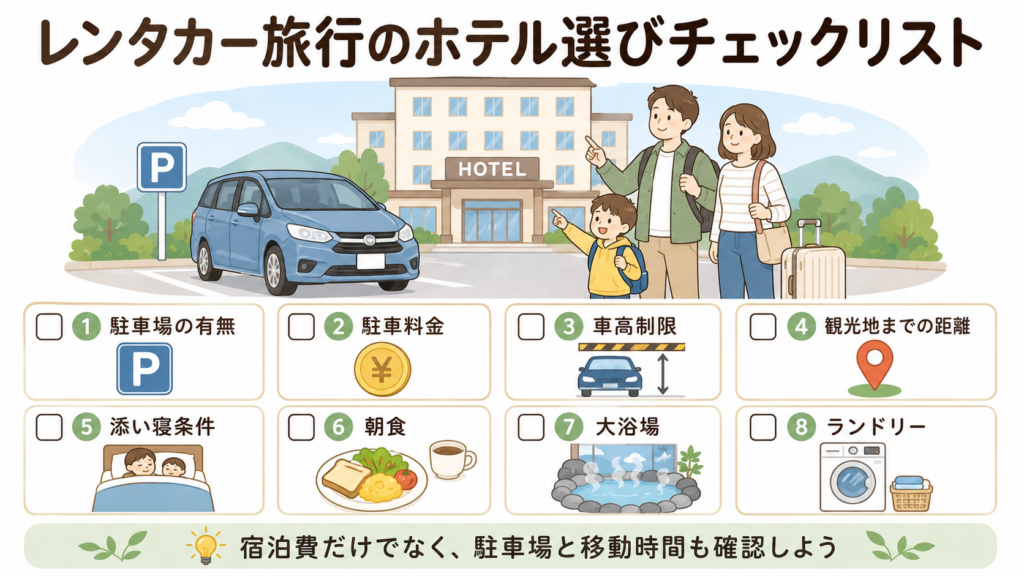 レンタカー旅行のホテル選びガイド